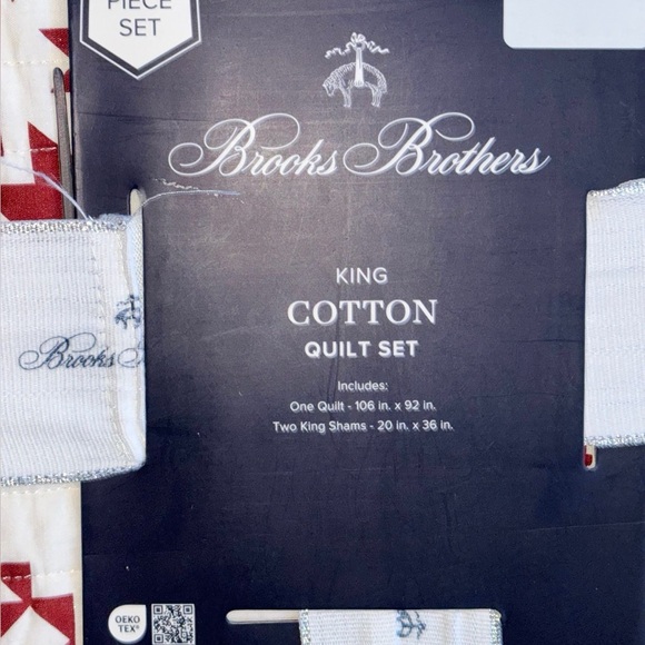 Brooks Brothers 3 piece Red and White Holiday Quilt Set
